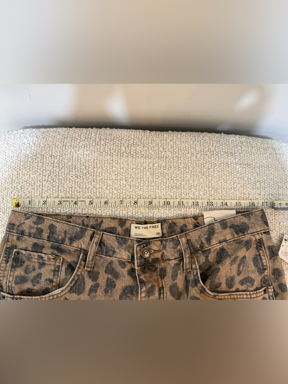 NWT Free People We The Free Good Luck Printed Barrel Jeans Leopard Brown Sugar - Picture 5 of 5